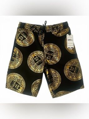 NWT Men’s Black & Gold Medallion Shorts Size Medium
